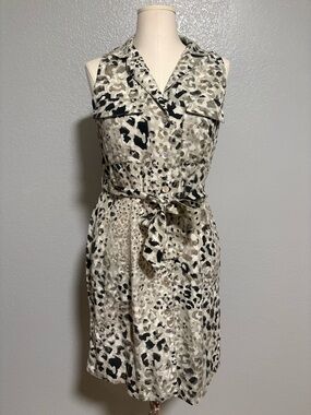 cloth & stone Sleeveless Animal Print Mini Dress in Taupe and Black